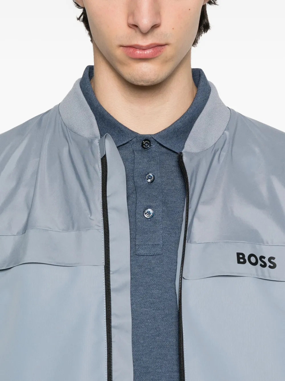 BOSS Gridlyte mouwloos gilet met rits Grijs