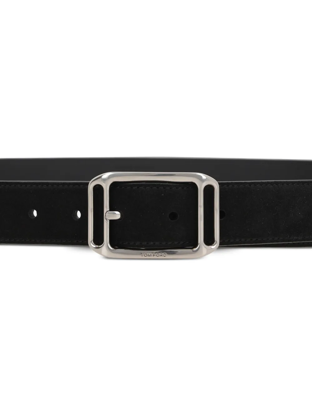 Tom Ford Rectangular-buckle Leather Belt In Black