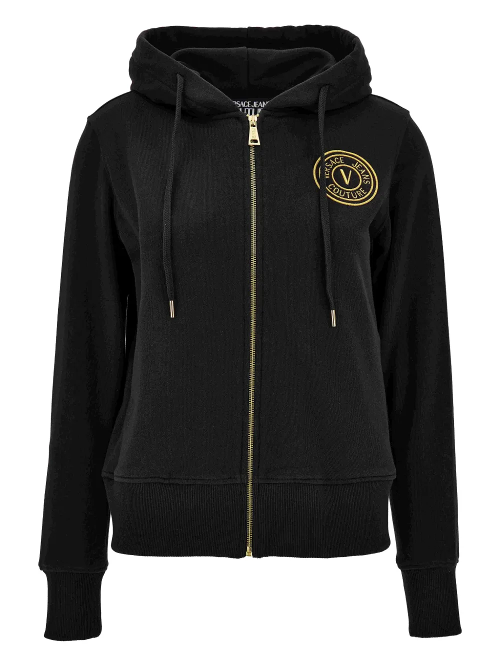 Versace Jeans Couture logo-patch zip-up hoodie | Black | Image 1