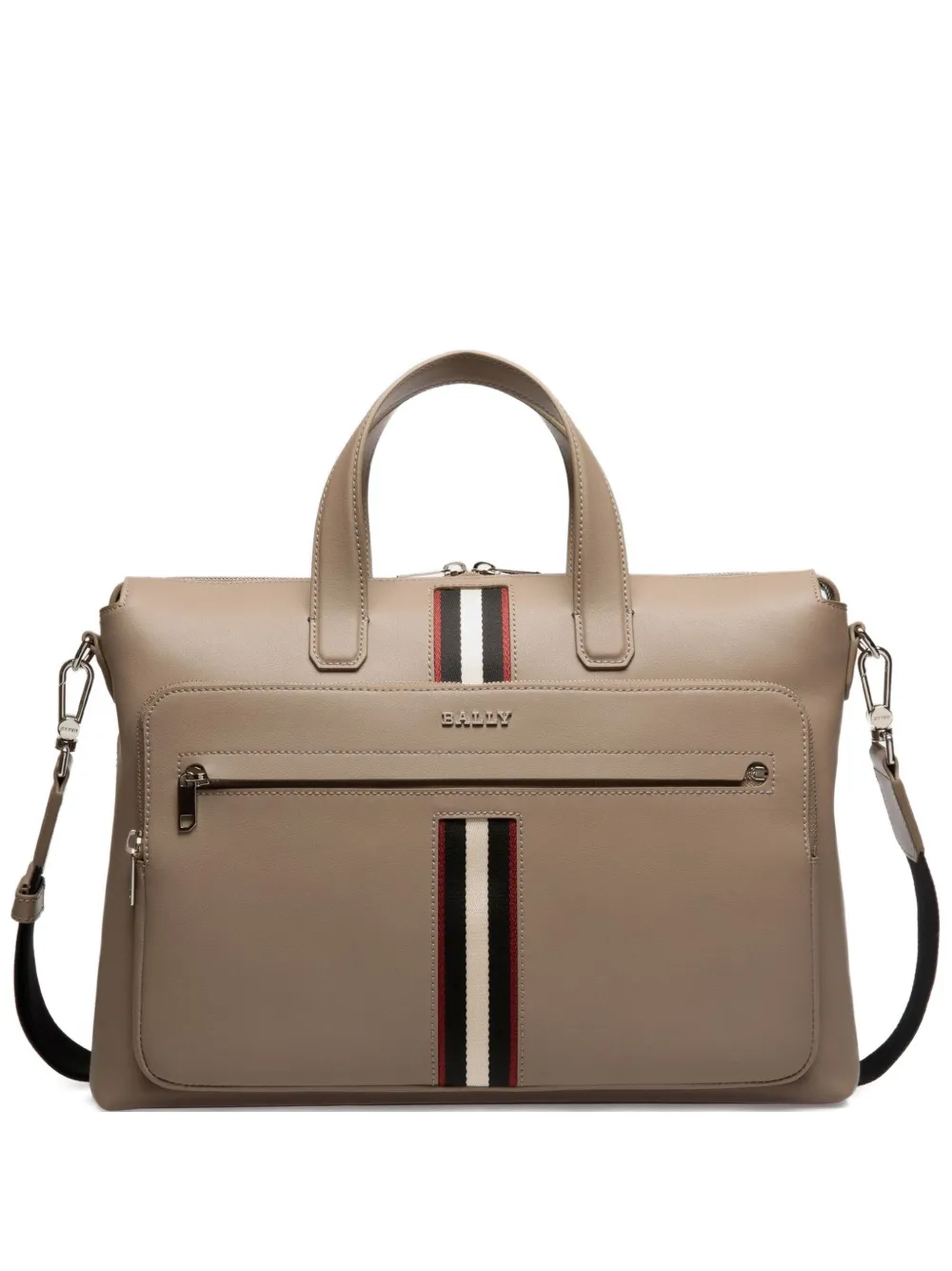 Bally Leren aktetas met lintdetail Beige