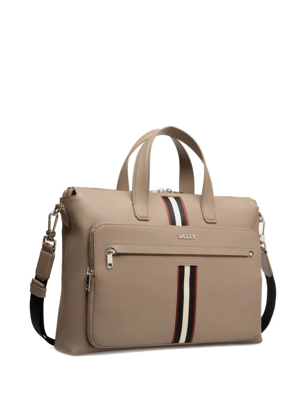 Bally Leren aktetas met lintdetail Beige