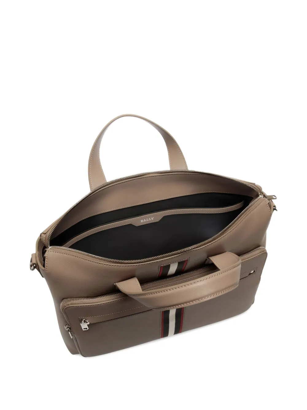 Bally Leren aktetas met lintdetail Beige