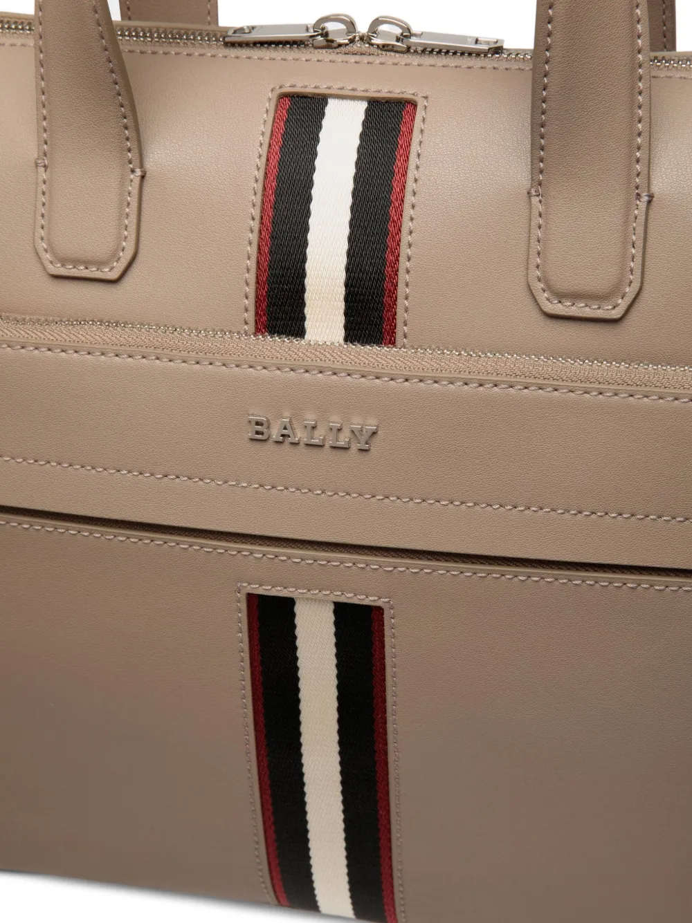 Bally Leren aktetas met lintdetail Beige