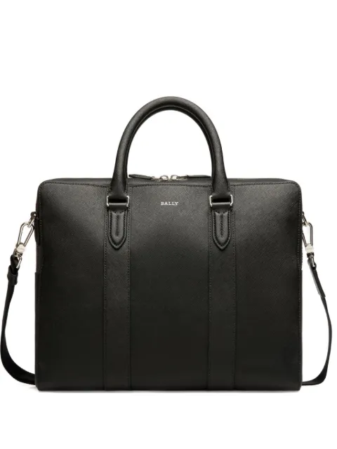 Bally maletín de piel con logo en relieve