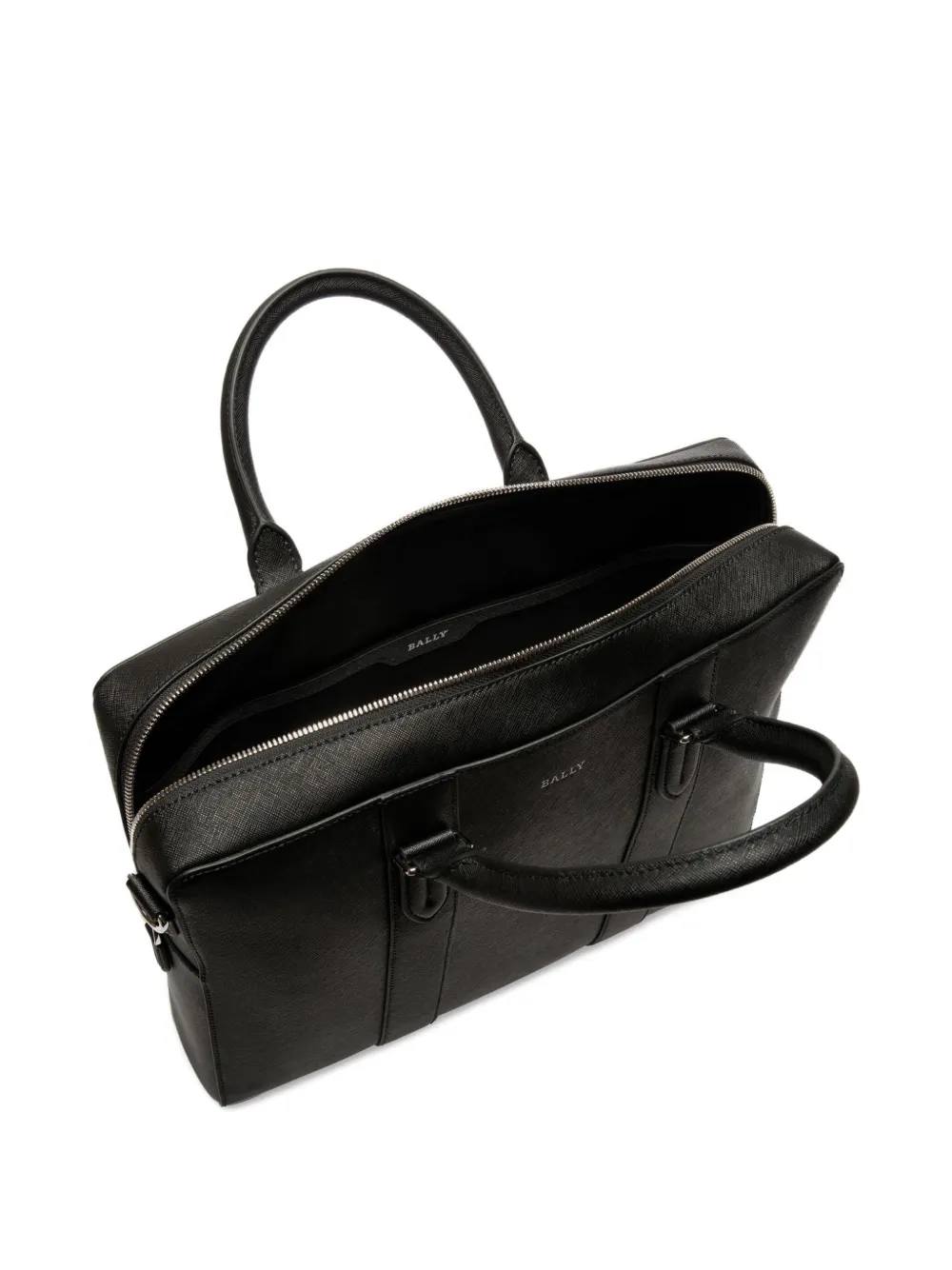 Bally Embossed Leather Briefcase In Black