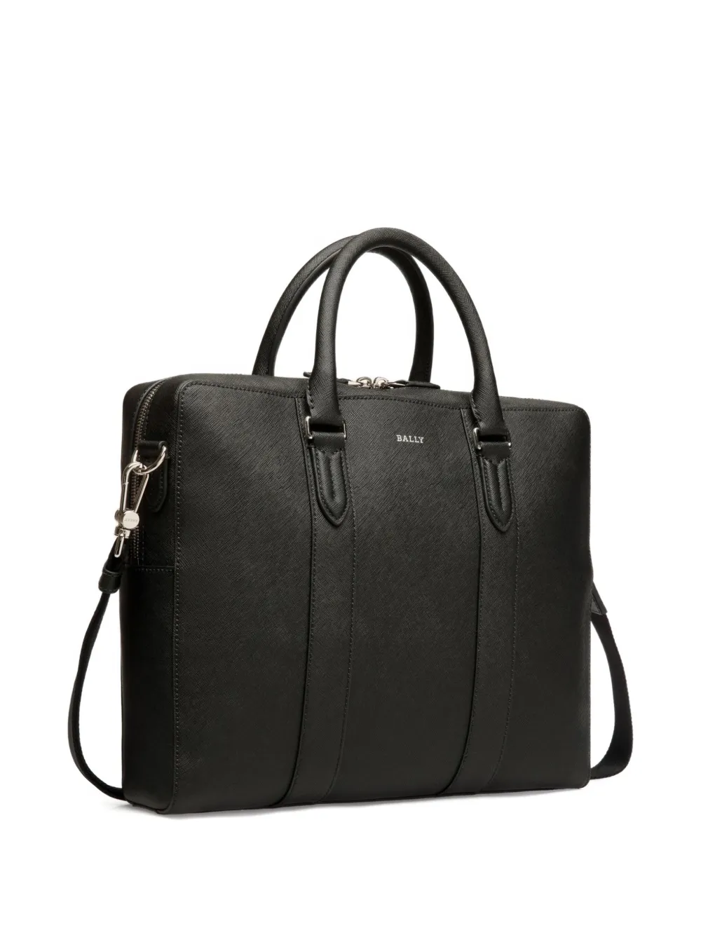 Bally Embossed Leather Briefcase In Black