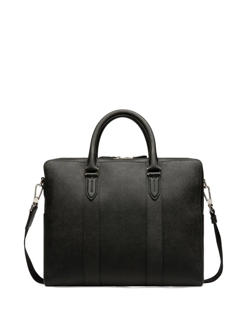 Bally Leren aktetas met reliëf - Zwart
