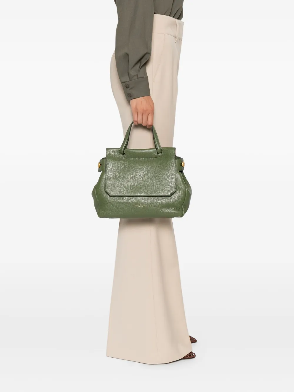 GIANNI CHIARINI Ottavia shopper van bewerkt leer met handgreep Groen