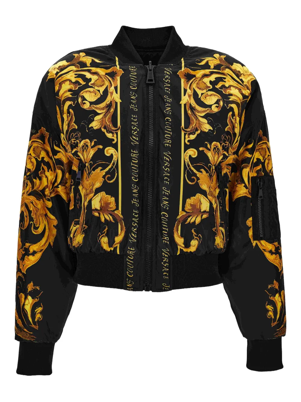 Versace Jeans Couture baroque-print bomber jacket Zwart