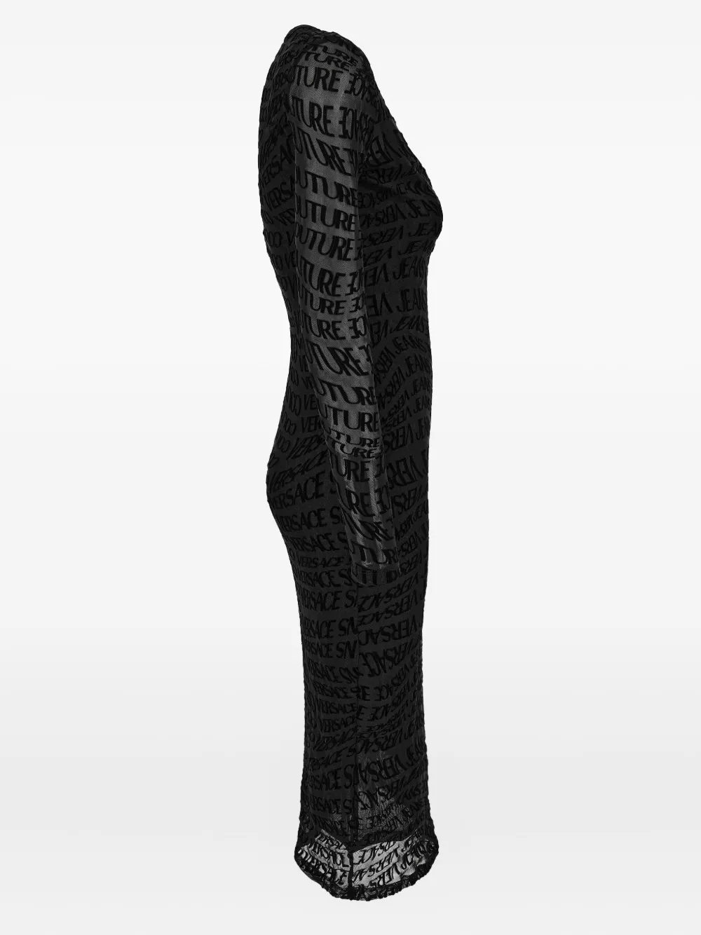 Versace Jeans Couture logo-print long-sleeve midi dress Zwart