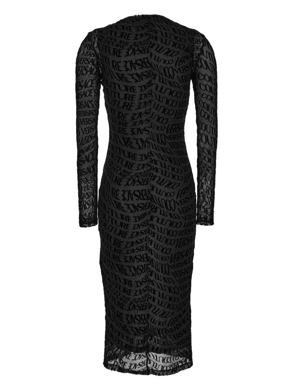 Versace Jeans Couture logo-print long-sleeve midi dress Zwart