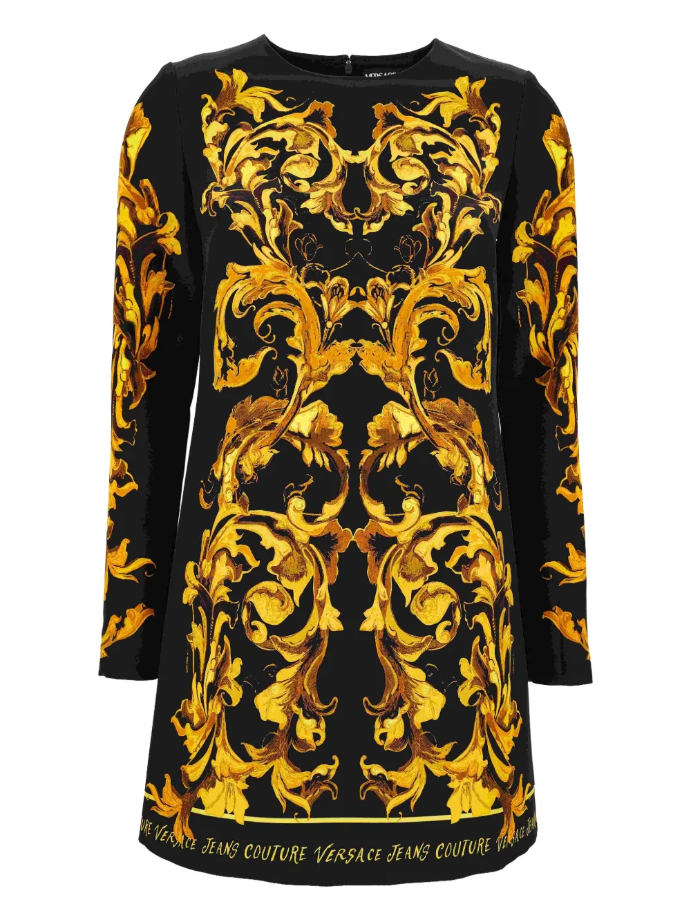 Versace Jeans Couture baroque-print long-sleeve midi dress | Black | Image 1