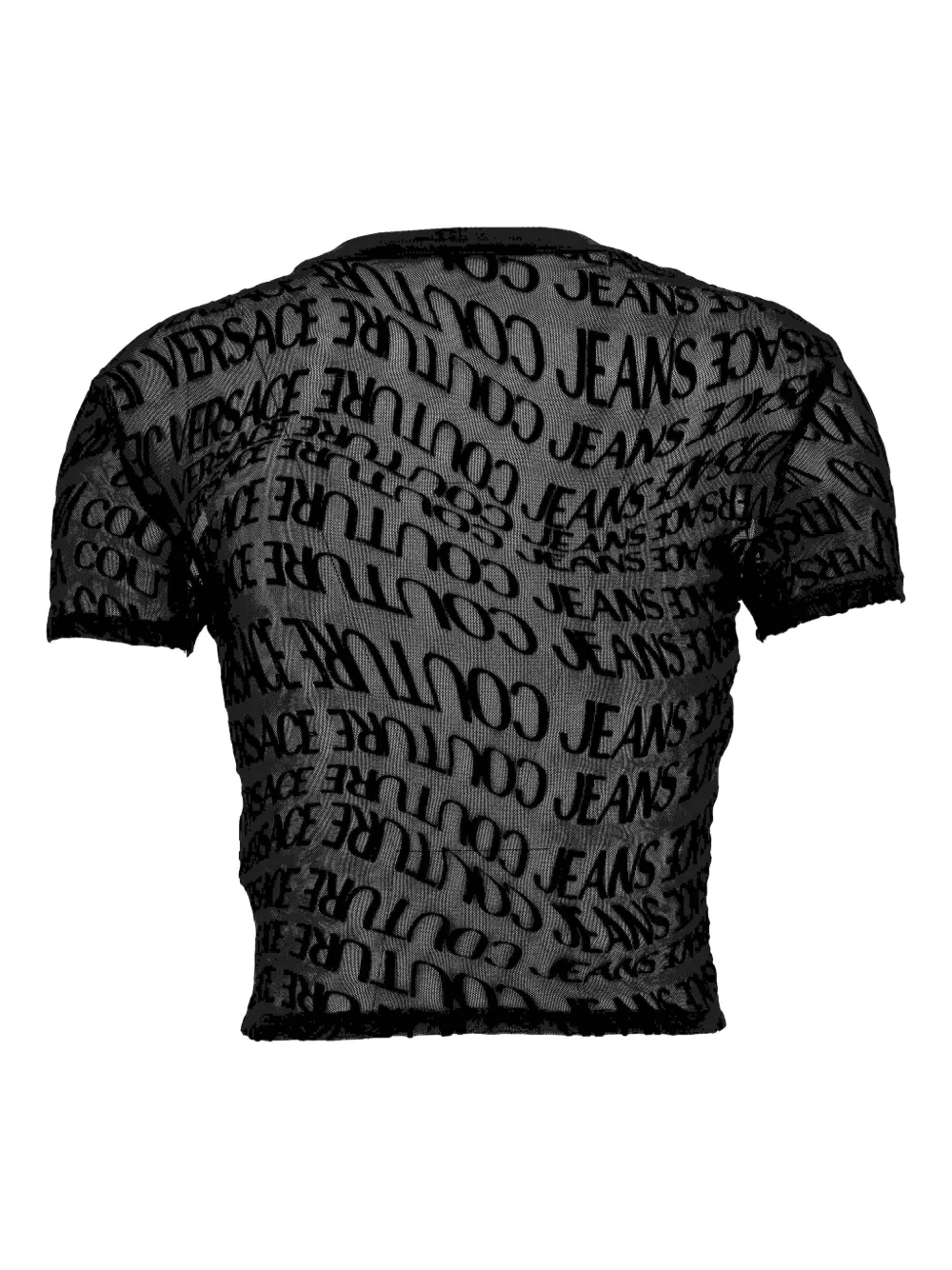 Versace Jeans Couture logo-print mesh top Zwart