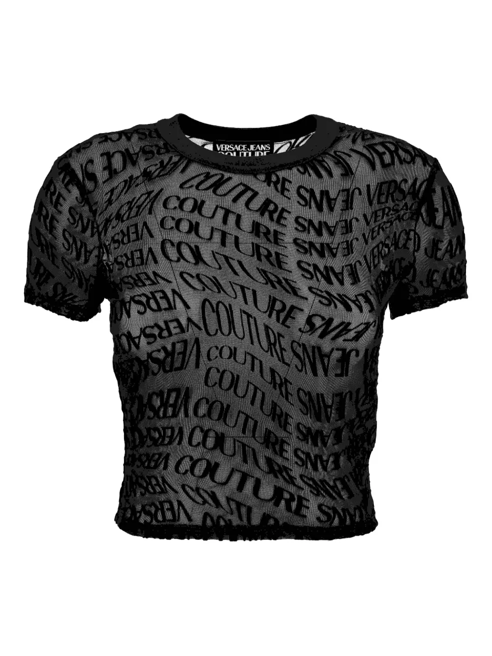 Versace Jeans Couture logo-print mesh top Zwart