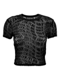 Versace Jeans Couture logo-print mesh top - Black