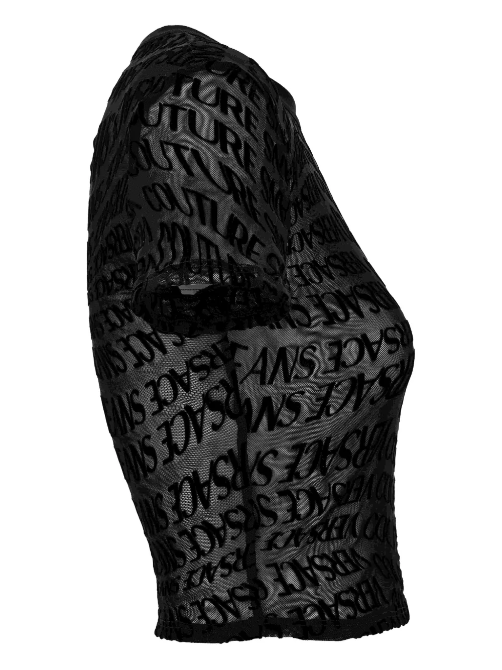 Versace Jeans Couture logo-print mesh top Zwart