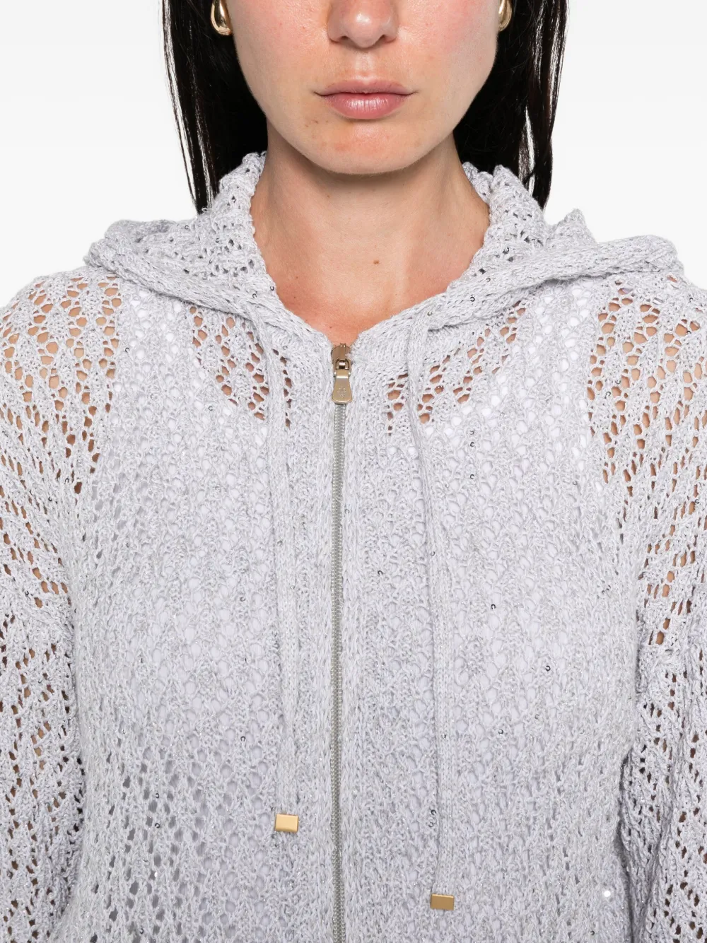 Eleventy Vest met ritssluiting en capuchon Grijs