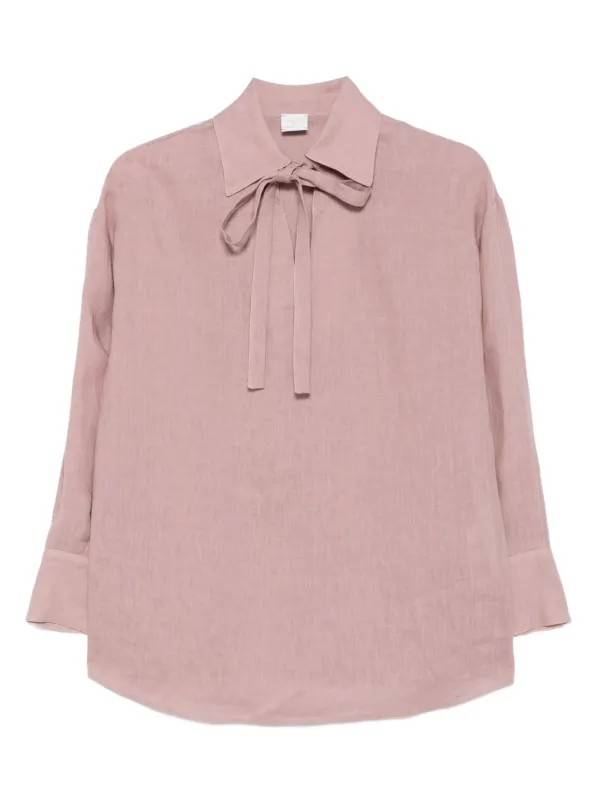 Eleventy Tie-neck Linen Blouse in Pink