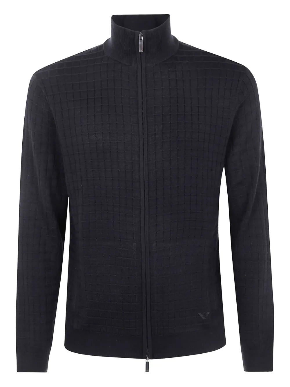 Emporio Armani grid-pattern zip-up cardigan | Black | Image 1