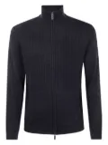 Emporio Armani grid-pattern zip-up cardigan - Black