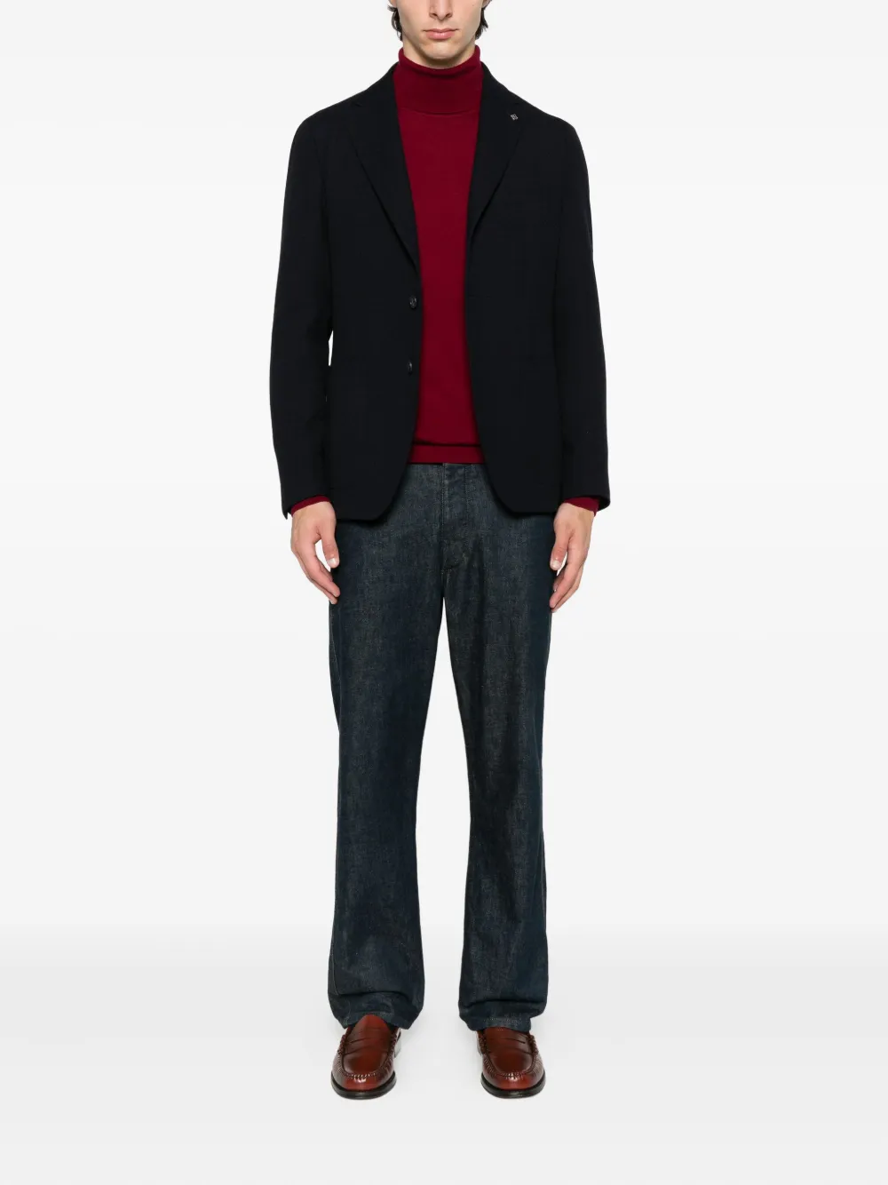 Tagliatore three-button wool blazer Blauw