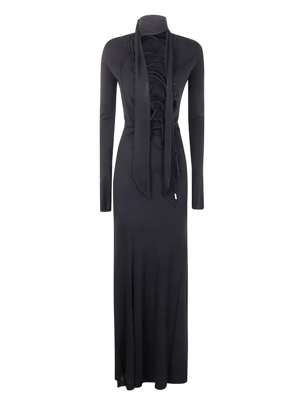 The Attico lace-up long-sleeves maxi dress Zwart