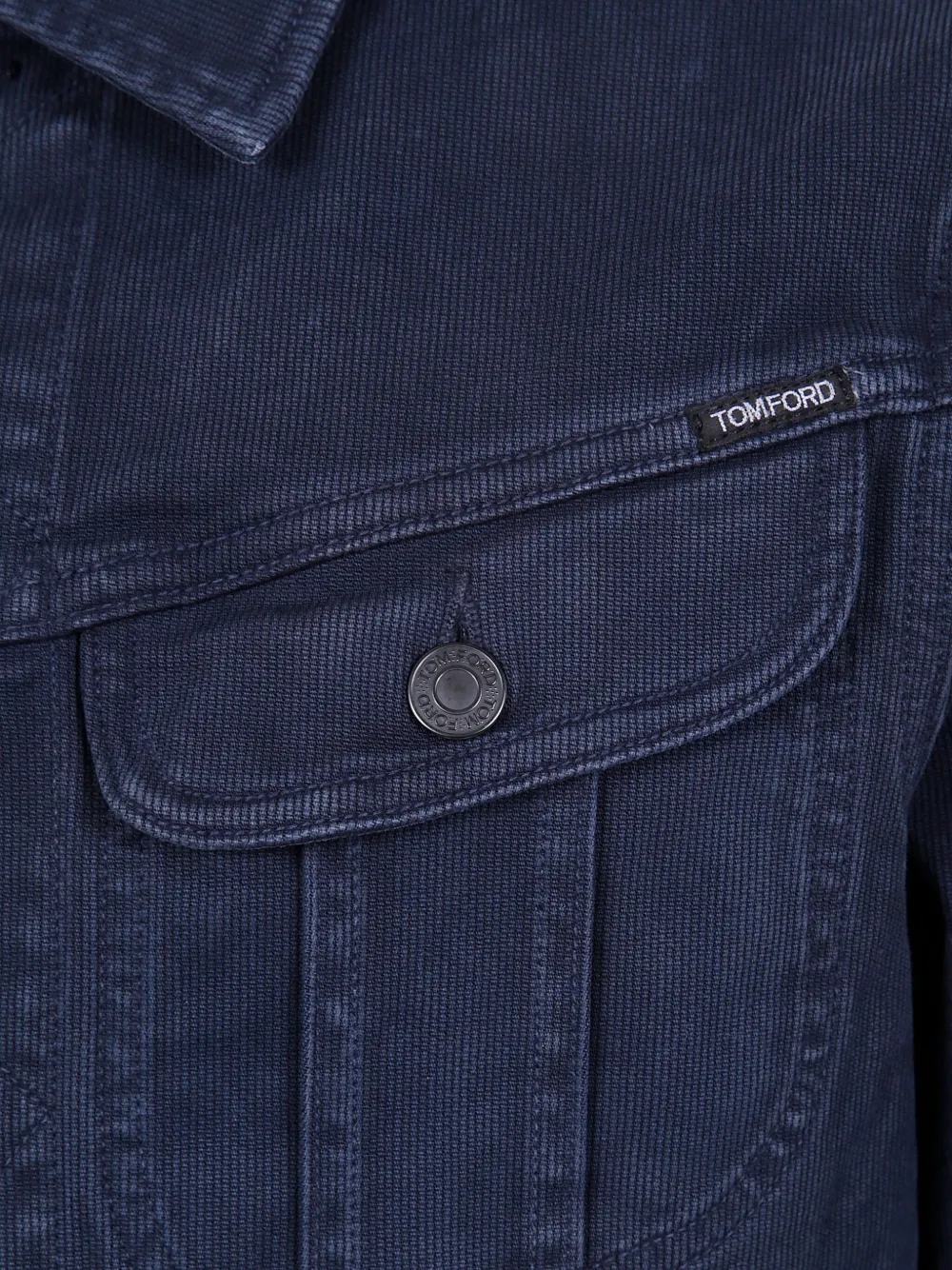 TOM FORD Ribfluwelen jack met knoopsluiting Blauw