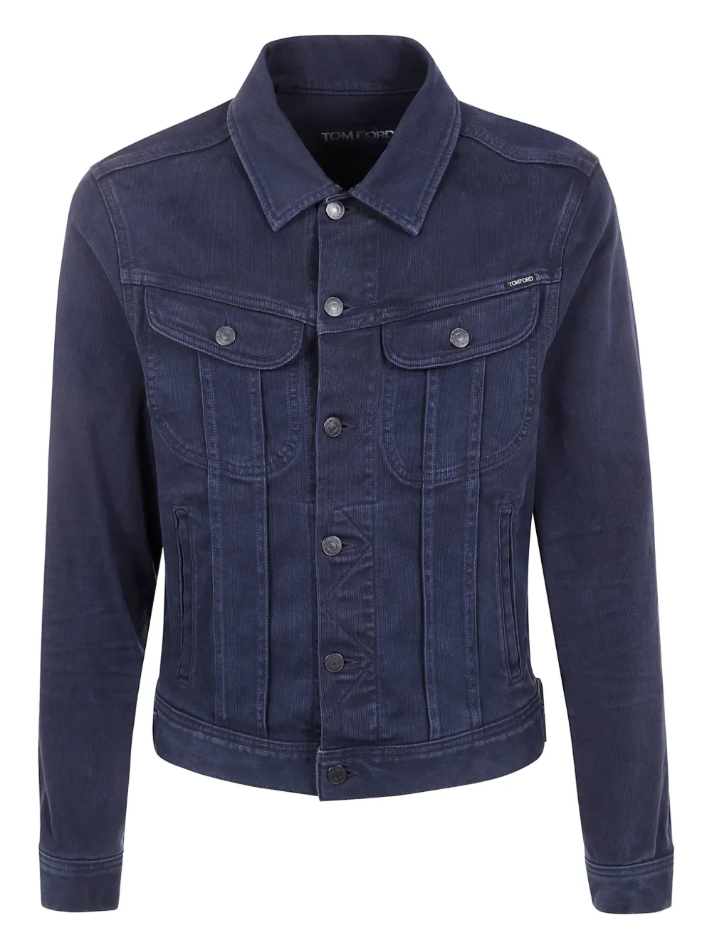 TOM FORD Ribfluwelen jack met knoopsluiting Blauw