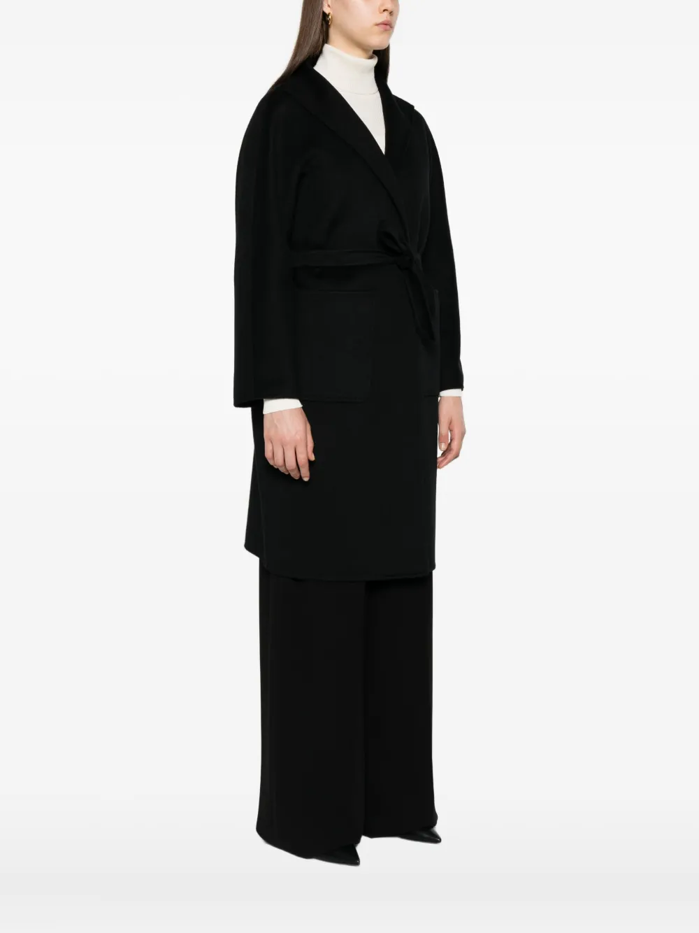 Max Mara belted wrap cashmere coat Zwart