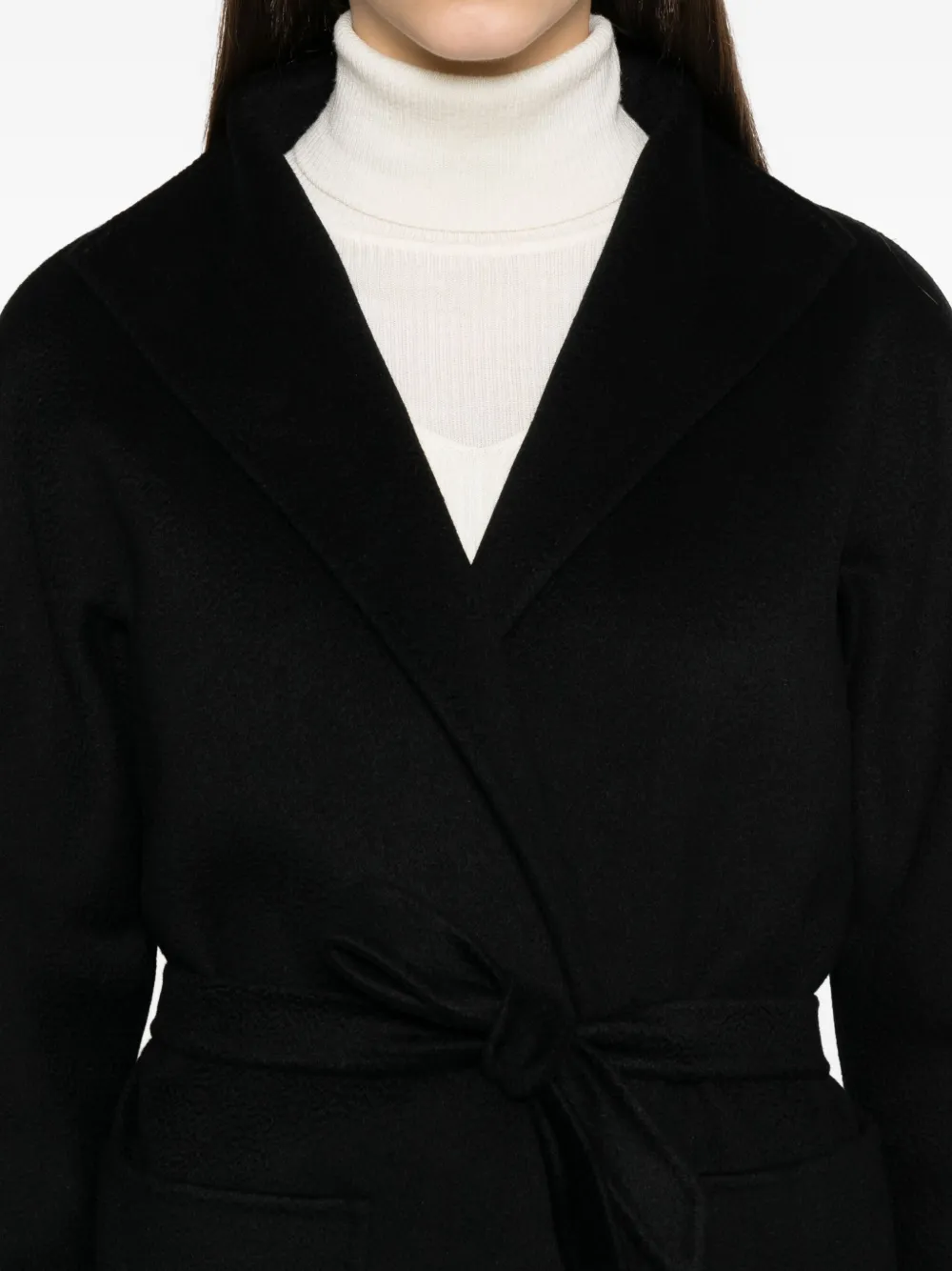 Max Mara belted wrap cashmere coat Zwart