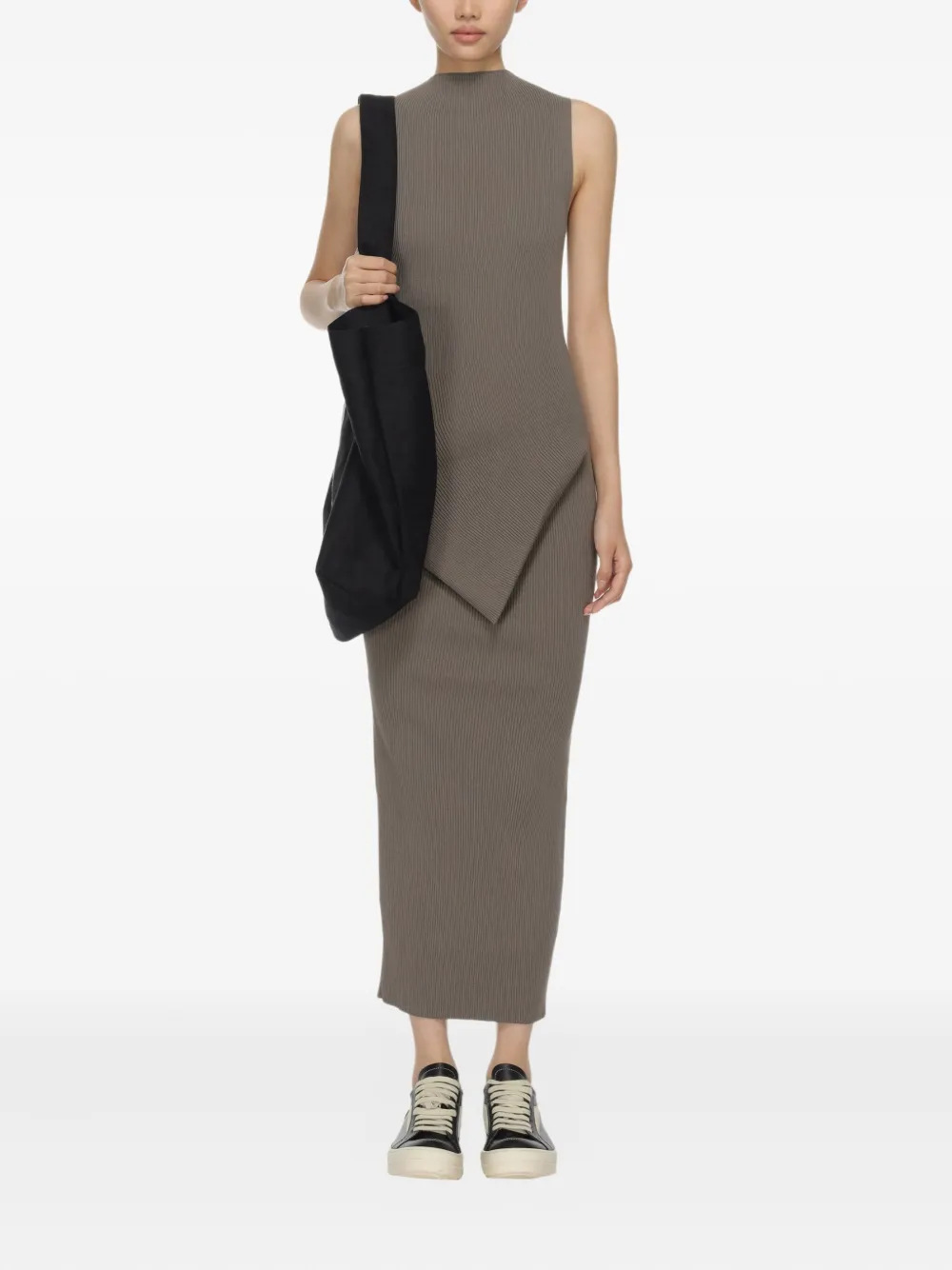 Rick Owens ribbed asymmetric dress | Grey | Image 1