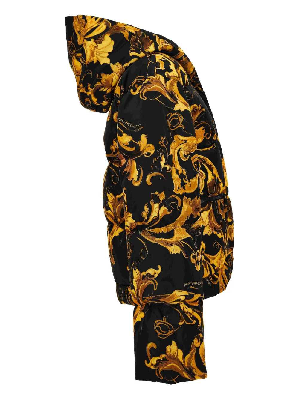 Versace Jeans Couture Donsjack met baroque-print en capuchon Zwart