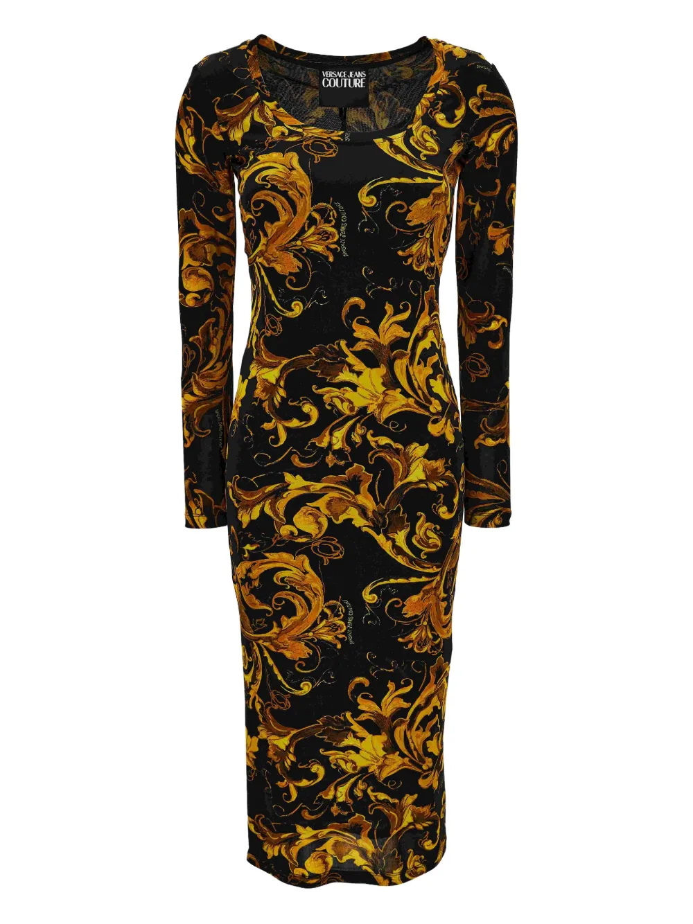 Versace Jeans Couture baroque-print long-sleeve dress Zwart