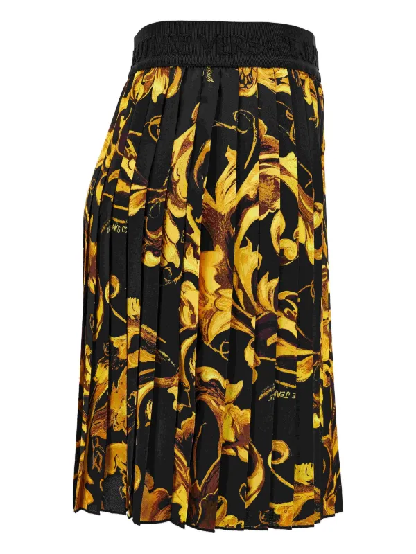 美品 VERSACE 現行タグ ミニスカート プリーツ バロック柄 Versace Jeans Couture バロックプリント プリーツミニスカート