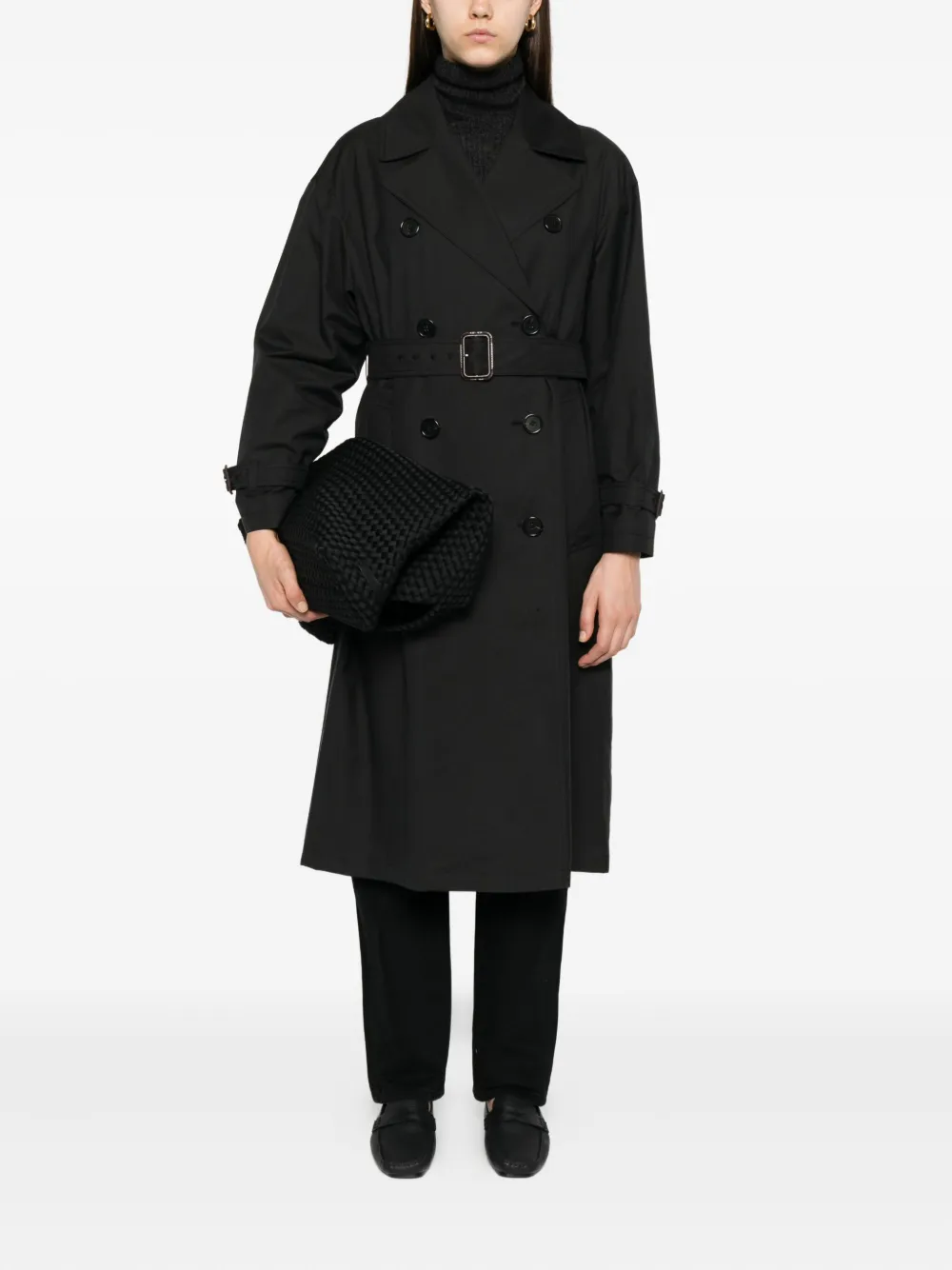 Max Mara double-breasted belted coat Zwart
