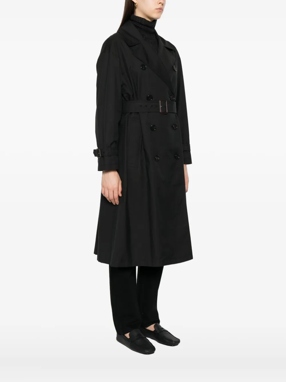 Max Mara double-breasted belted coat Zwart