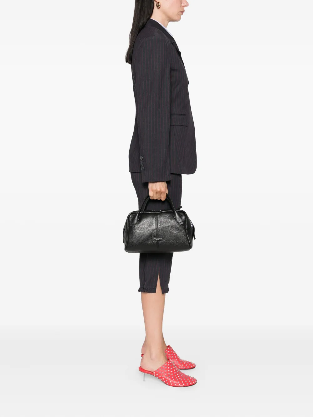 GIANNI CHIARINI Emily shopper van bewerkt leer met handvat Zwart