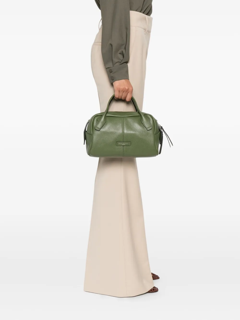 GIANNI CHIARINI Emily shopper van bewerkt leer met handvat Groen