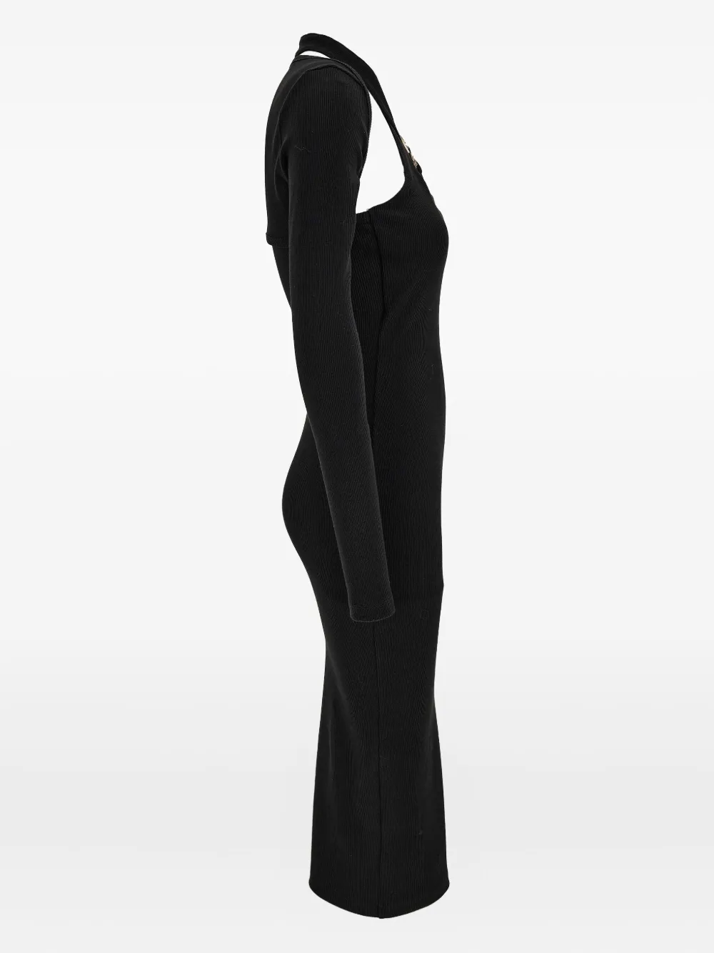 Versace Jeans Couture cross-neck ribbed dress Zwart
