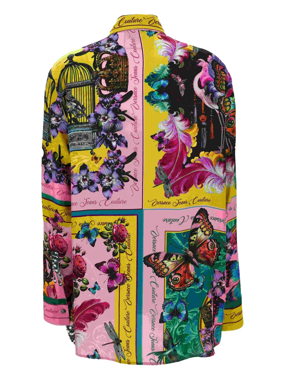 Versace Jeans Couture Blouse met vlinderprint en vlakken - Roze
