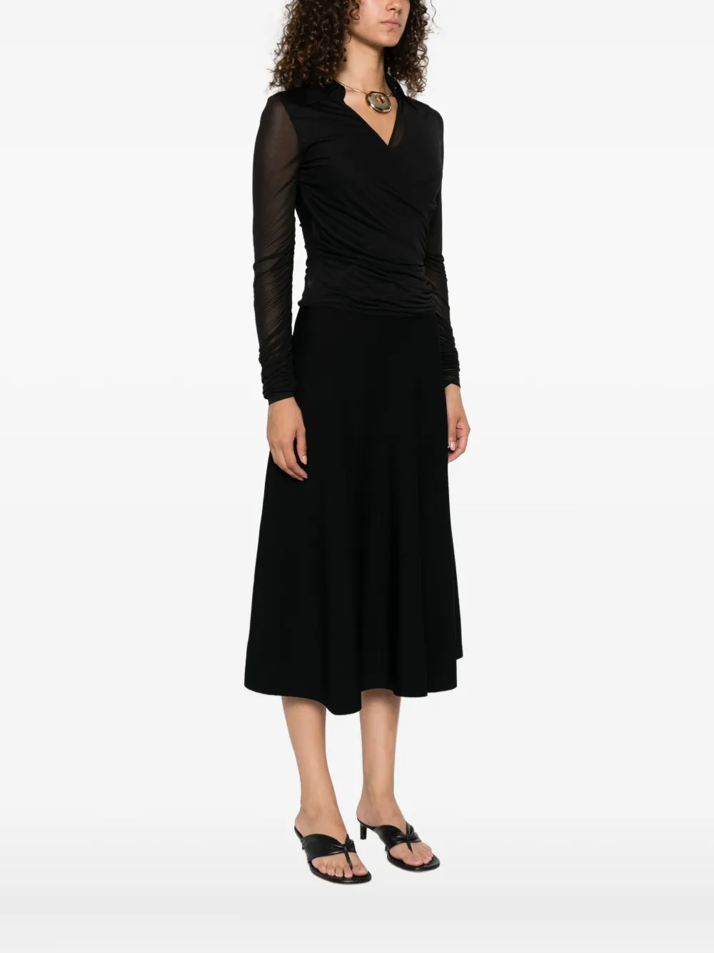 Max Mara Blouse met mesh mouwen Zwart