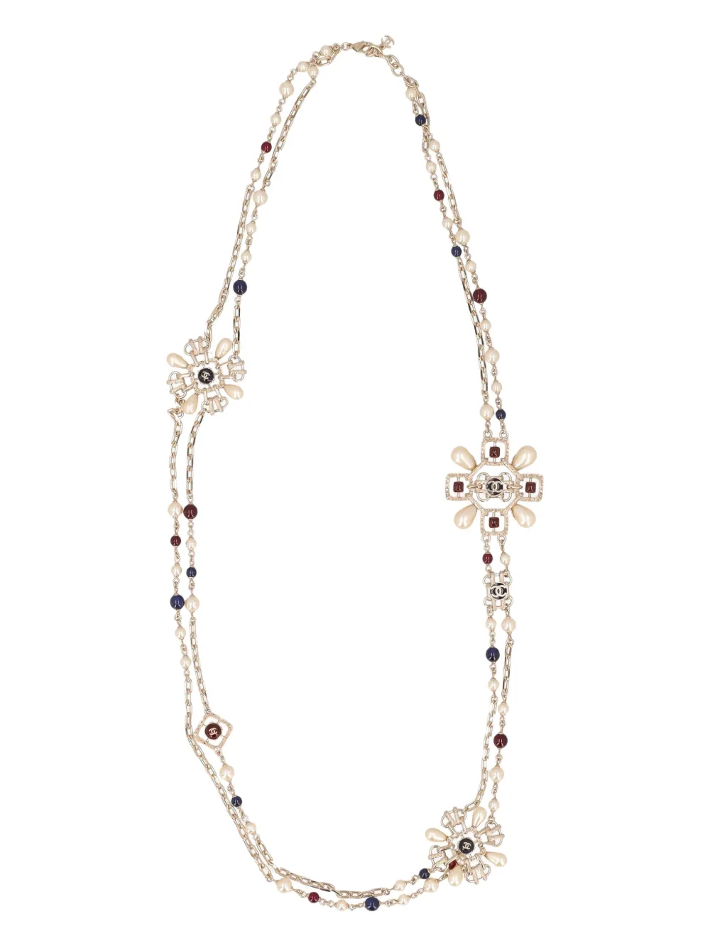 CHANEL Pre-Owned CC double-chain necklace - ニュートラル CHANEL Pre-Owned CC double-chain necklace - ニュートラル