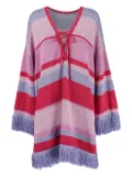Vintage striped fringed blouse - Red