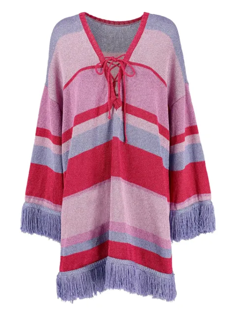 Vintage striped fringed blouse