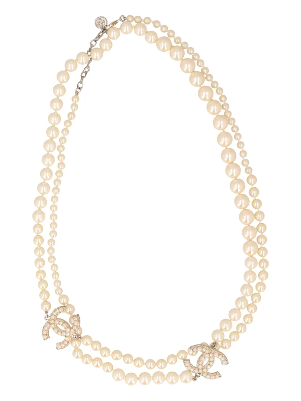 CHANEL Pre-Owned CC logo-charm necklace - ニュートラル CHANEL Pre-Owned CC logo-charm necklace - ニュートラル
