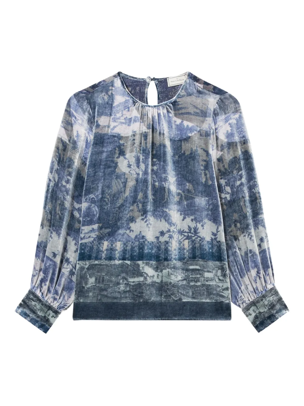 Pierre-Louis Mascia landscape-print blouse Blauw