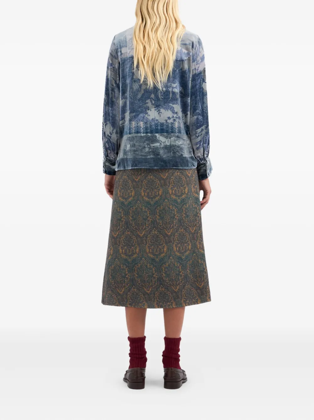 Pierre-Louis Mascia landscape-print blouse Blauw