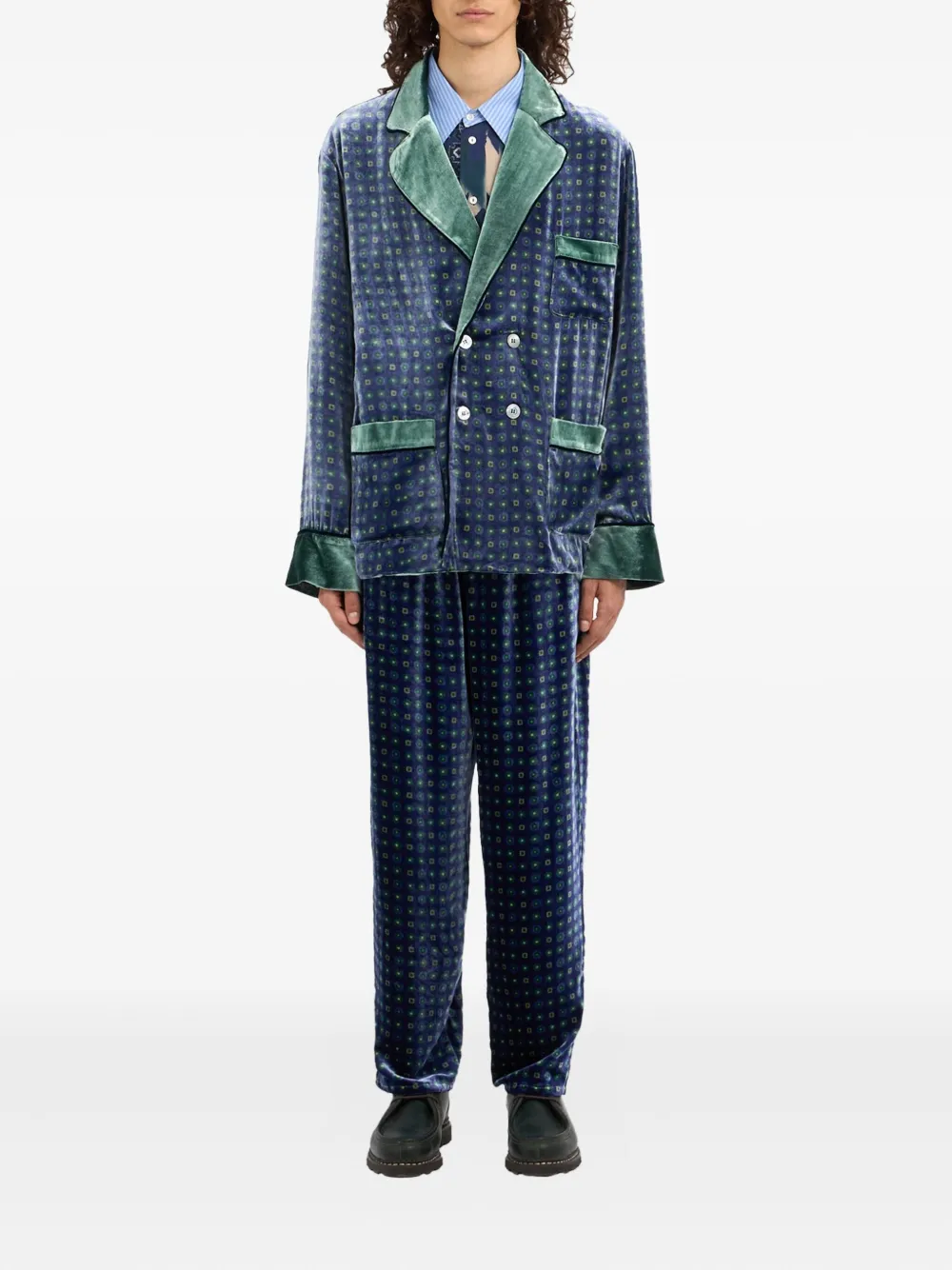 Pierre-Louis Mascia Kanpur double-breasted blazer Groen