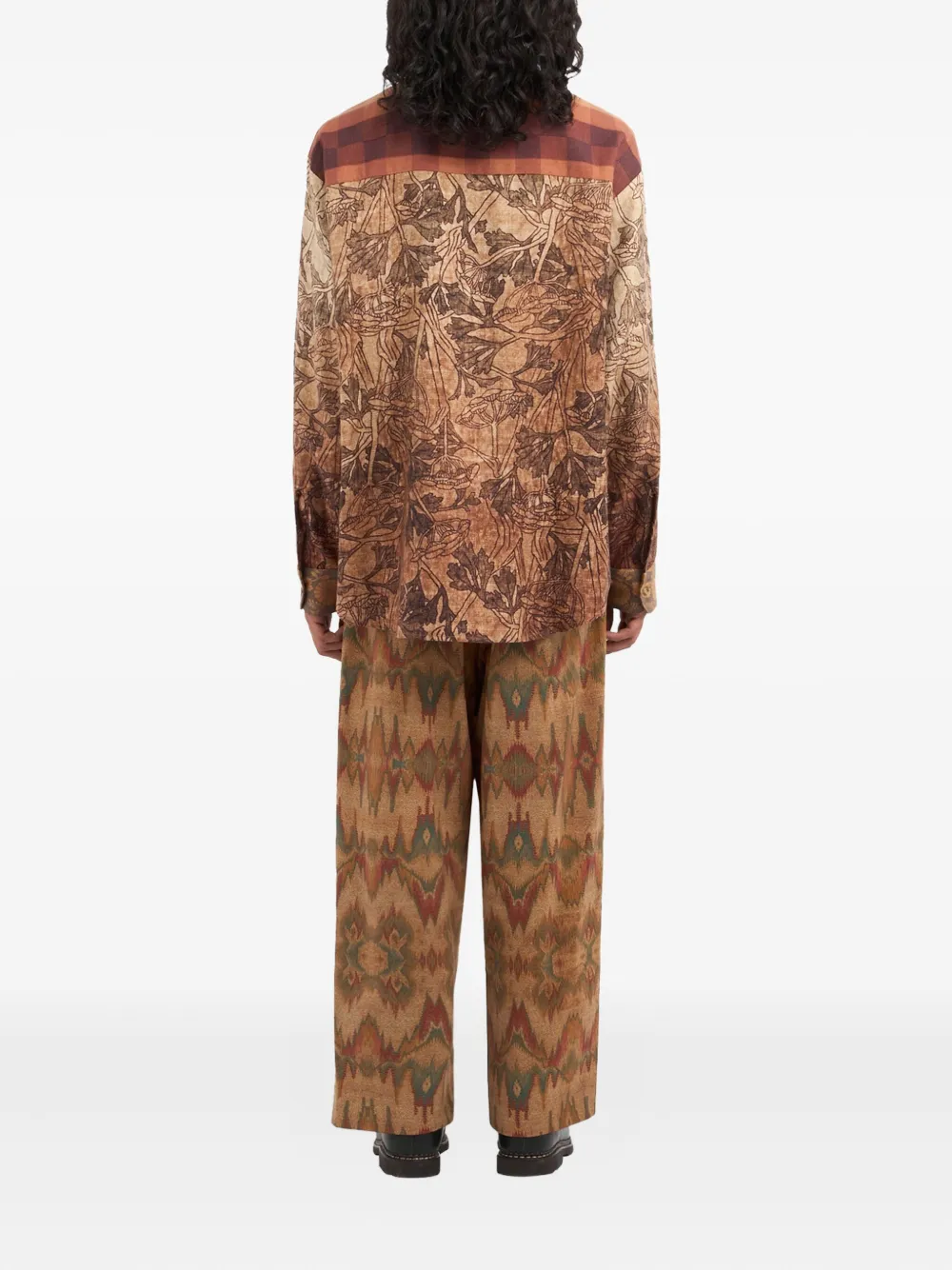 Pierre-Louis Mascia floral-print checked shirt Bruin