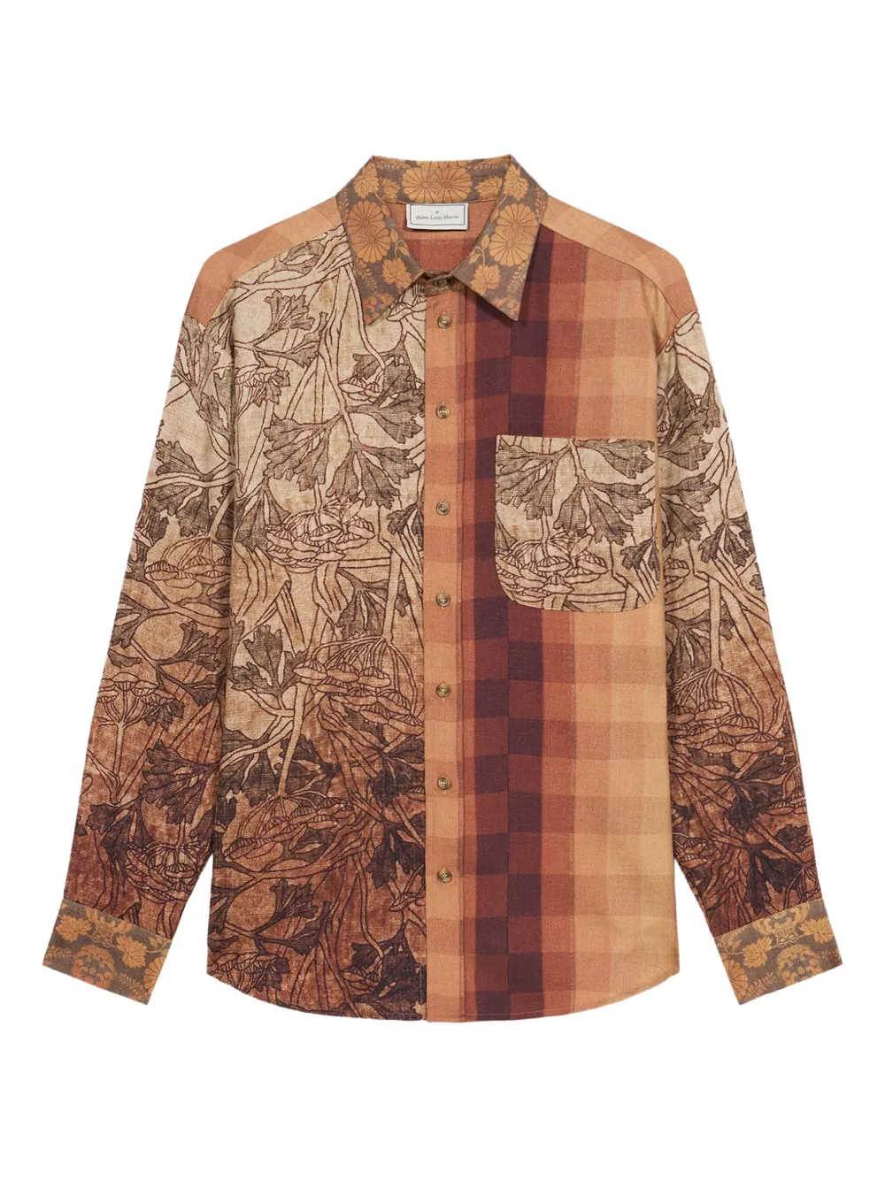 Pierre-Louis Mascia floral-print checked shirt Bruin